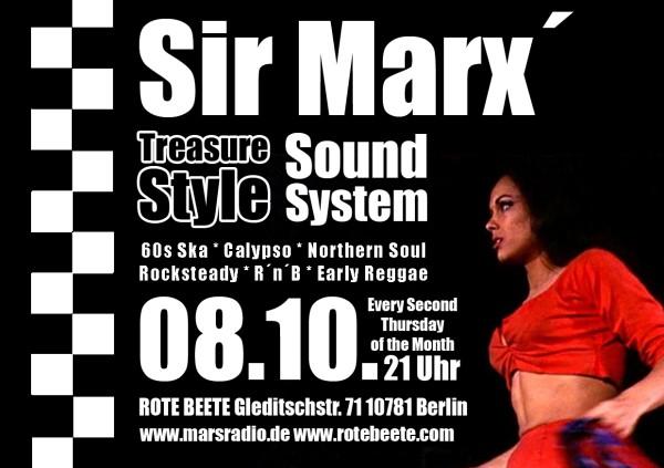 08.10.2009 Sir Marx.. Treasure Sound System @ MARS RADIO * 60s ska + rochsteady + calypso + nothern soul + r..n..b + early reggae * Rote Beete designed by Designjockey